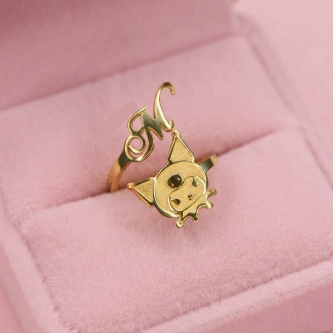 Kuromi Initial Custom Ring