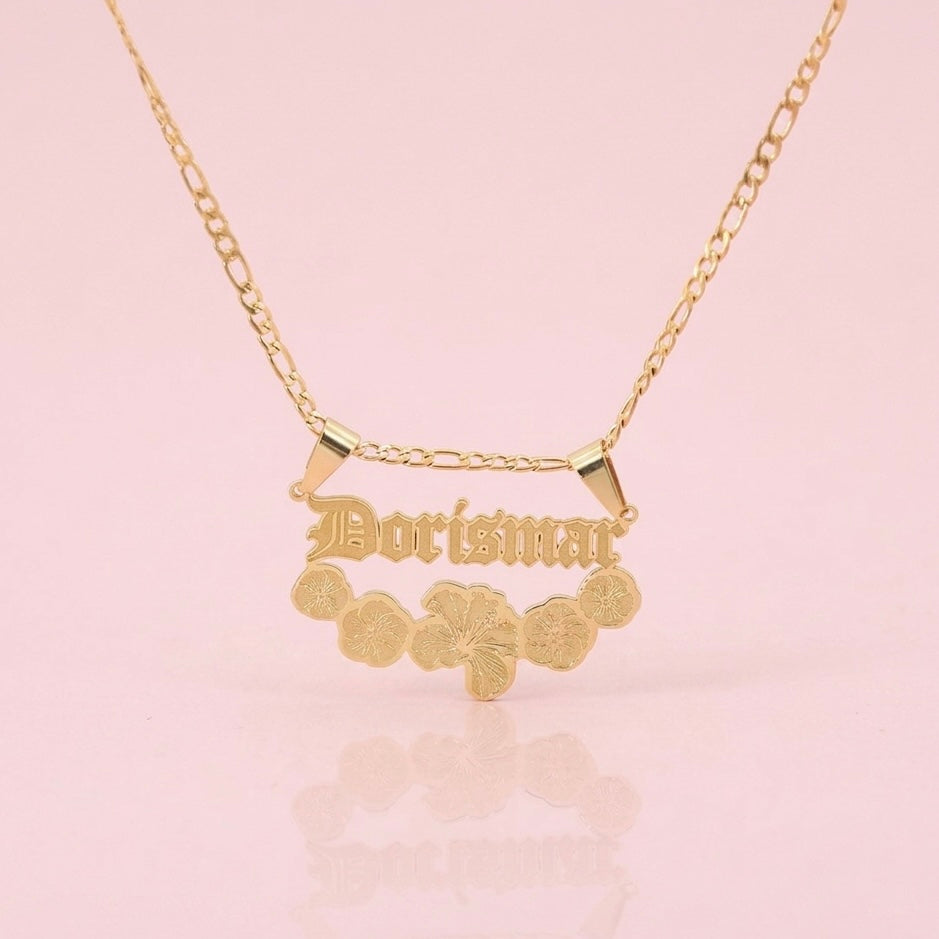 Plumeria Custom Nameplate Necklace