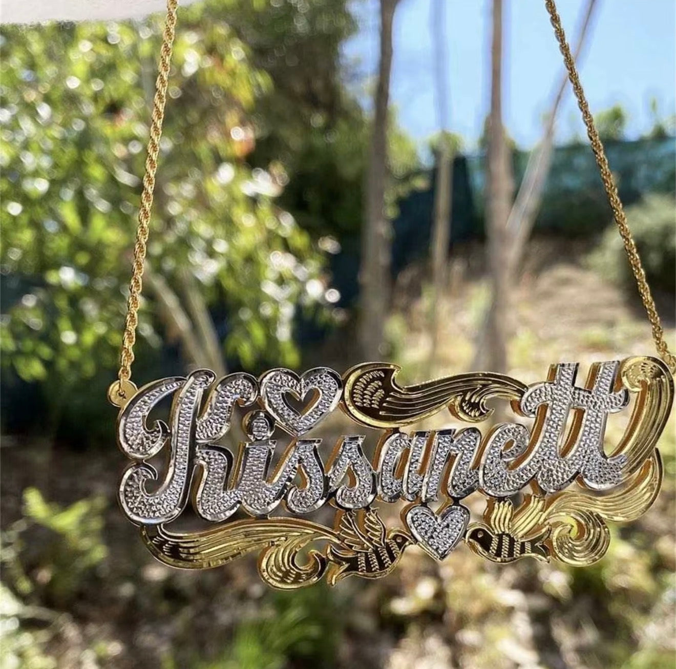 3D Heart Nameplate Two Color