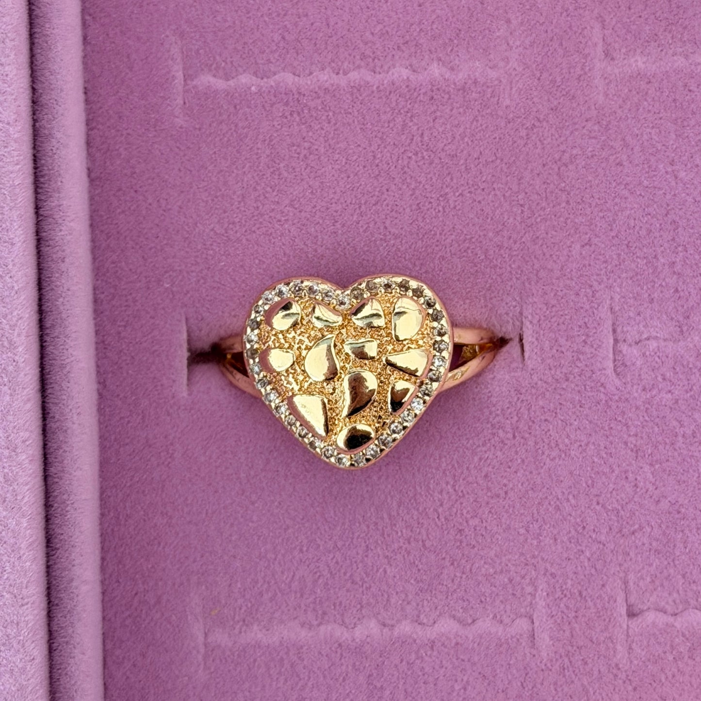 Bedazzle Heart Diamond Cut Nugget Ring