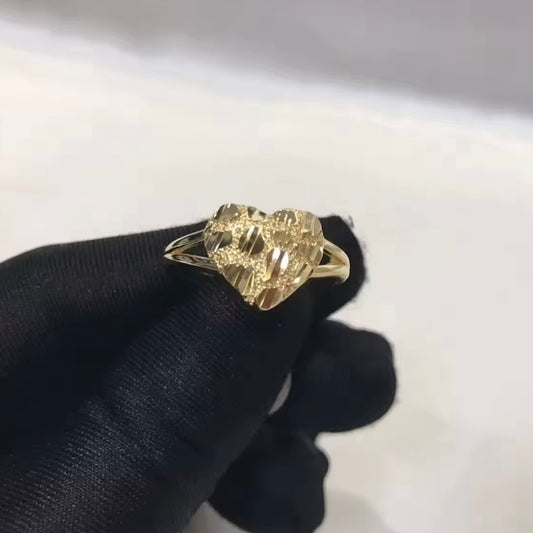 Diamond Cut Heart Nugget Ring