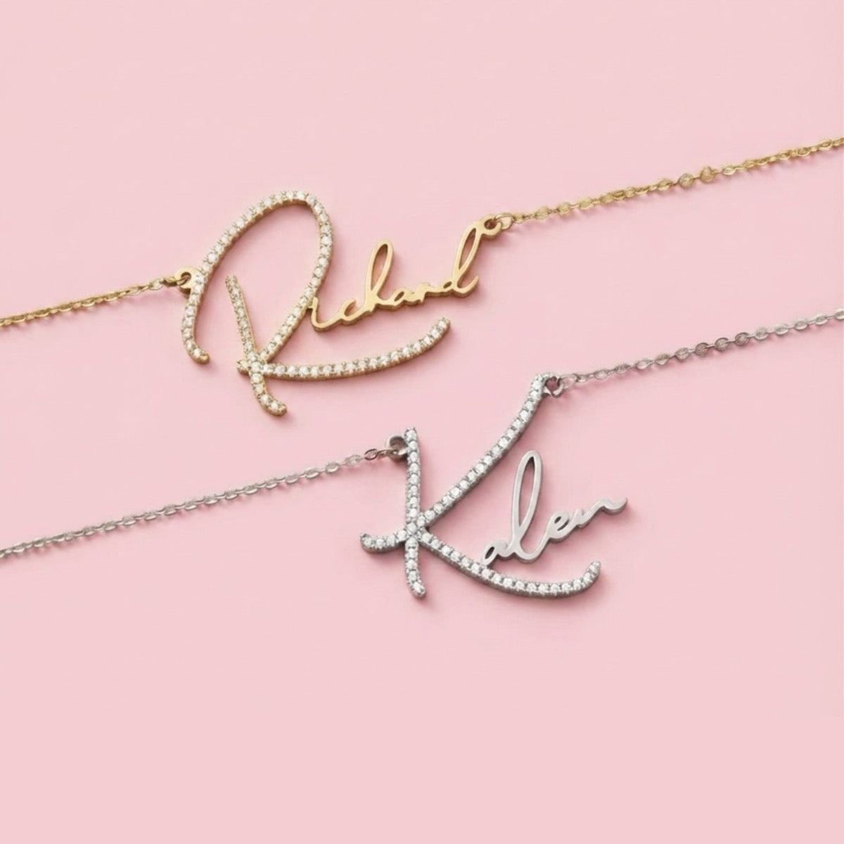 Diamond Cursive Nameplate Necklace