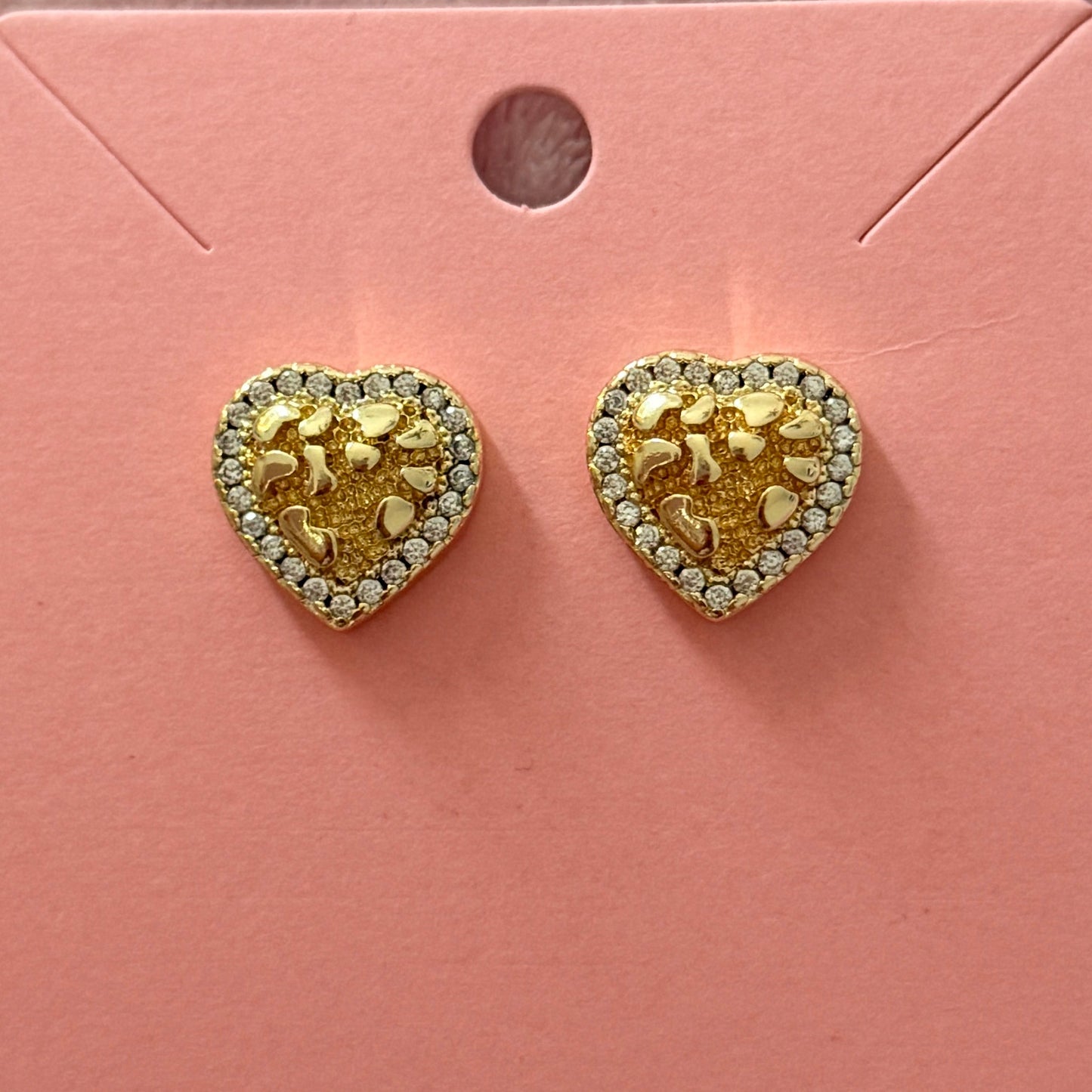 Bedazzle Heart Nugget Earrings