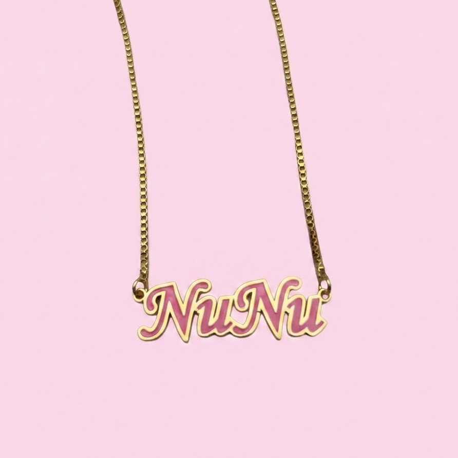 Pink Dainty Nameplate Necklace