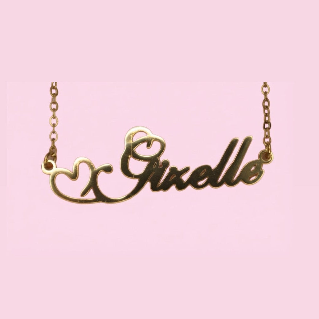 Side Heart Nameplate Necklace
