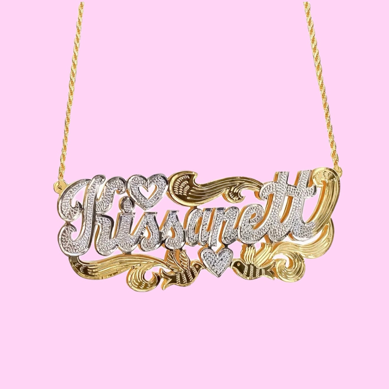3D Heart Nameplate Two Color