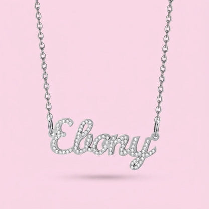 Dainty Crystal Nameplate Necklace