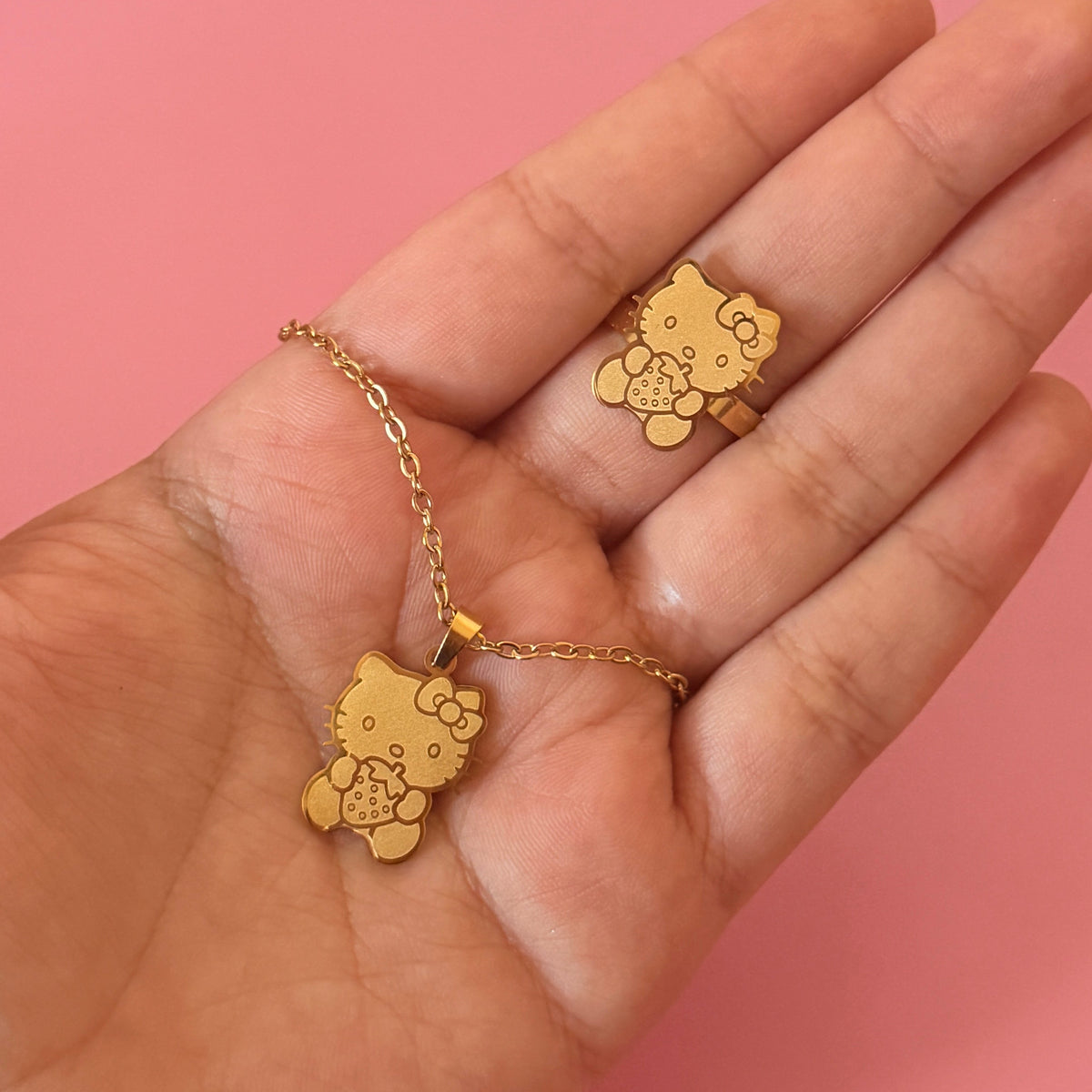 Hello Kitty Berry Necklace + Ring Set