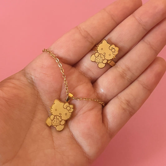 Hello Kitty Berry Necklace + Ring Set