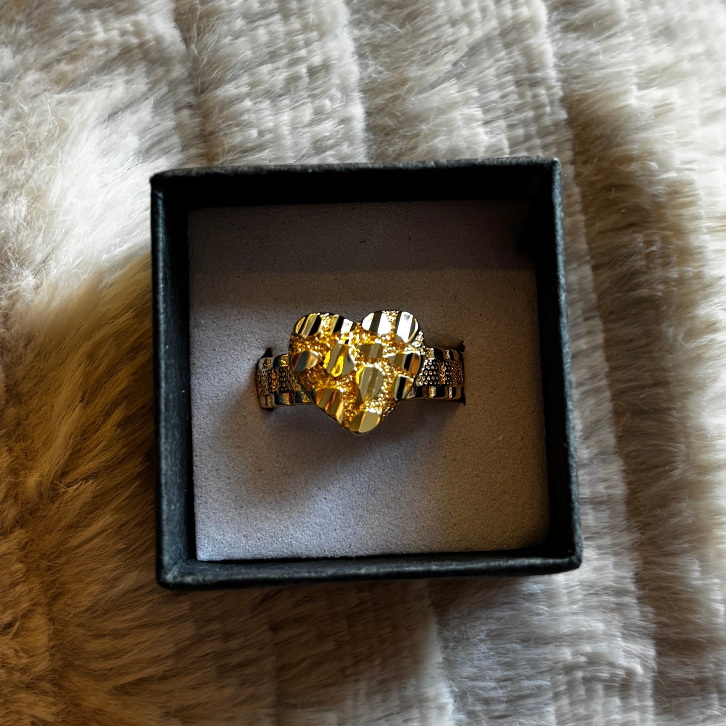 Heart Diamond Cut Nugget Rolex Ring