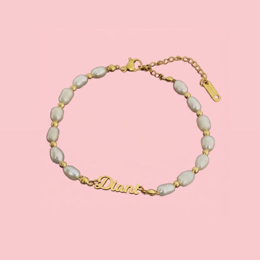 Pearl Nameplate Bracelet