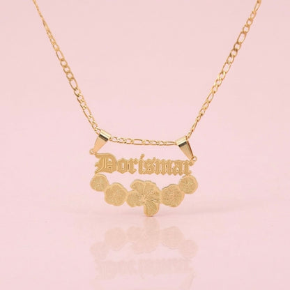 Plumeria Custom Nameplate Necklace