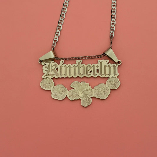 Plumeria Custom Nameplate Necklace