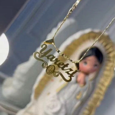 Virgin Mary Nameplate Necklace