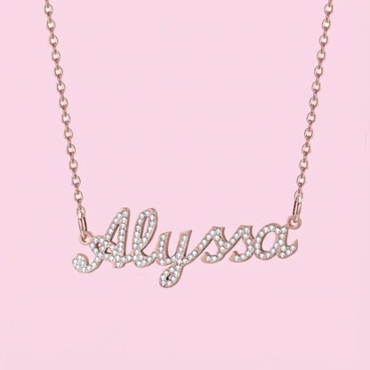 Dainty Crystal Nameplate Necklace