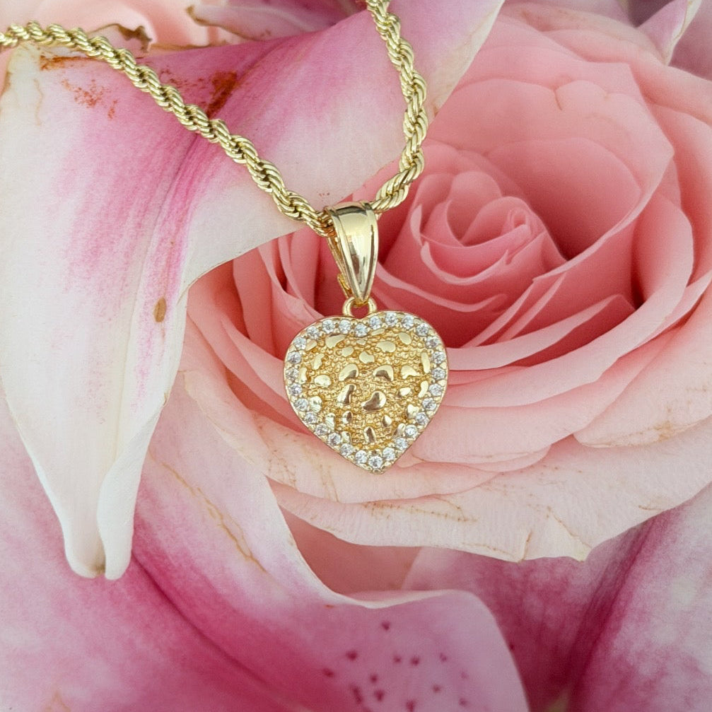 Bedazzled Heart Nugget Necklace
