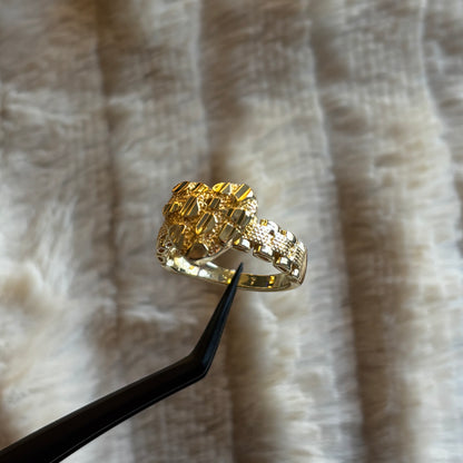 Heart Diamond Cut Nugget Rolex Ring