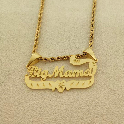 Heart Swoop Nameplate Necklace
