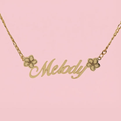 Double Plumeria Nameplate Necklace