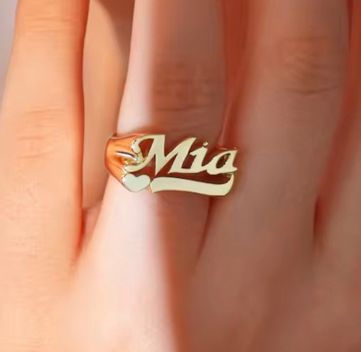 Heart Custom Name Ring