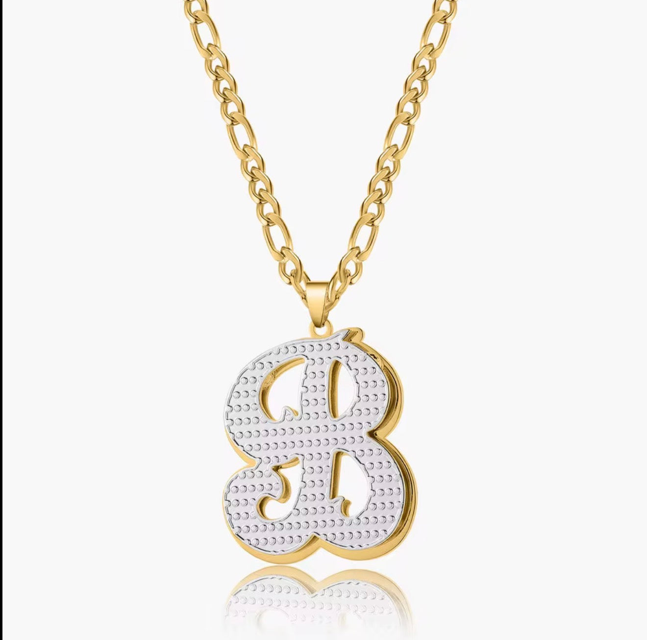 3D Two Tone Initial Necklace