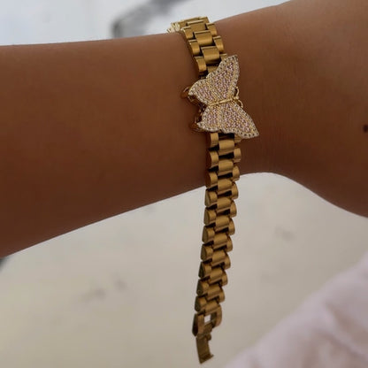 Pink Butterfly Rolex Bracelet
