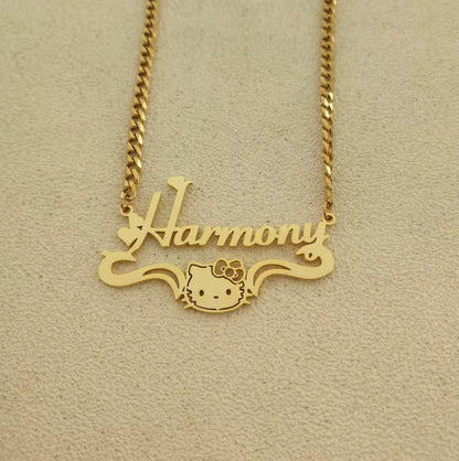 Hello Kitty Triple Heart Nameplate Necklace