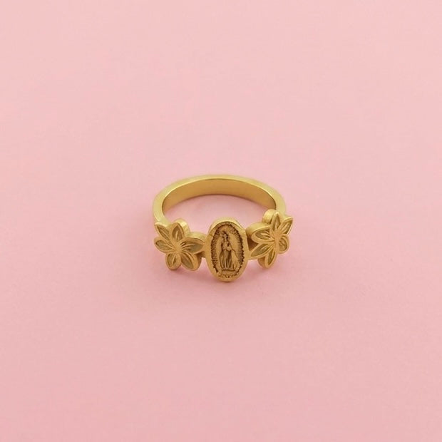 Virgencita Plumeria Ring