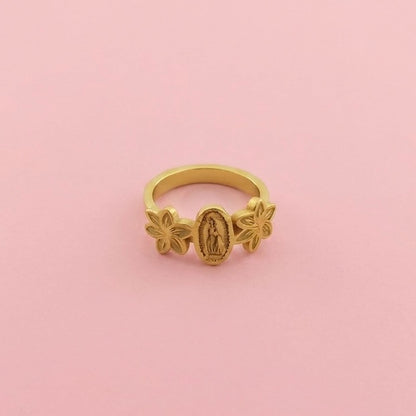 Virgencita Plumeria Ring