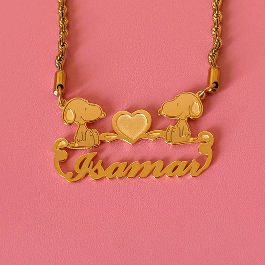 Snoopy Heart Nameplate Necklace