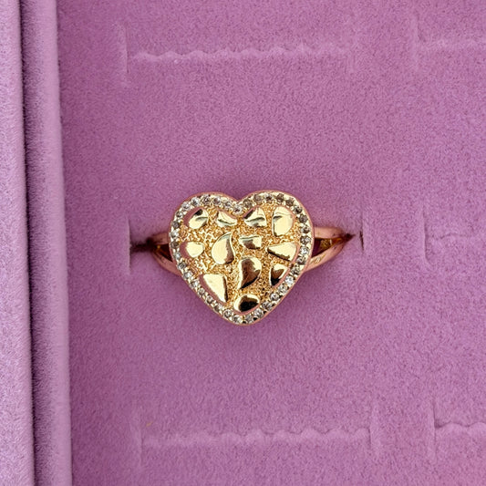 Bedazzle Heart Diamond Cut Nugget Ring