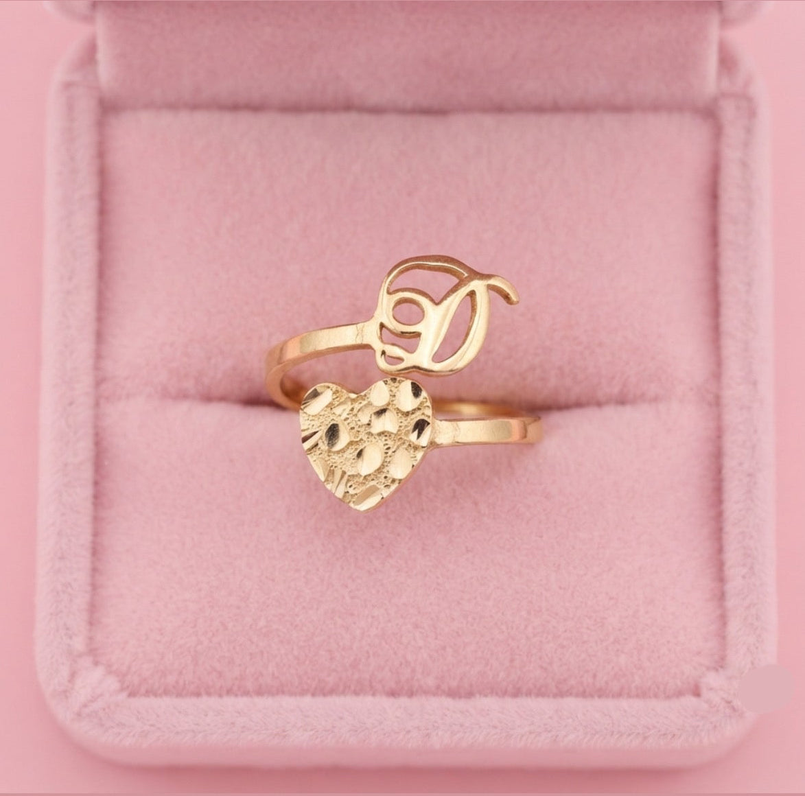 Heart Nugget Initial Ring