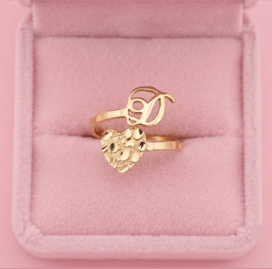 Heart Nugget Initial Ring
