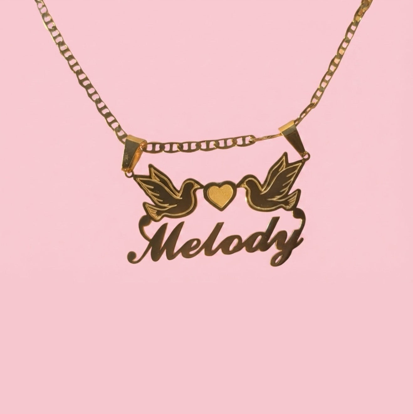 Lovebirds Nameplate Necklace
