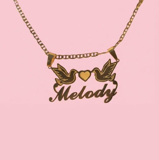 Lovebirds Nameplate Necklace