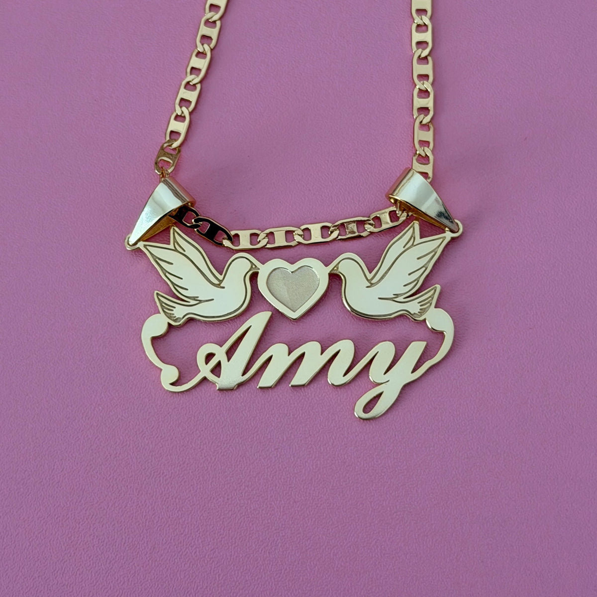 Lovebirds Nameplate Necklace