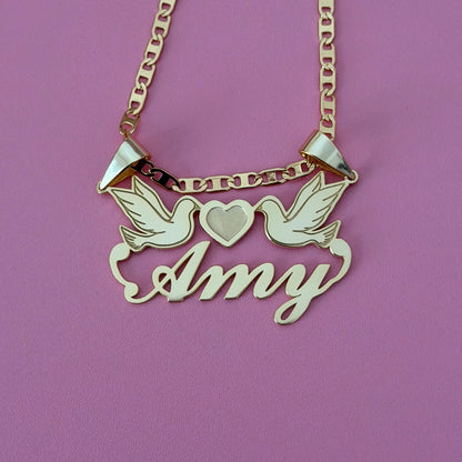 Lovebirds Nameplate Necklace