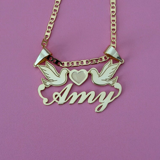 Lovebirds Nameplate Necklace