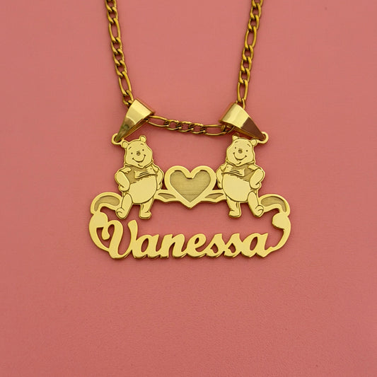Winnie the Pooh Heart Nameplate Necklace