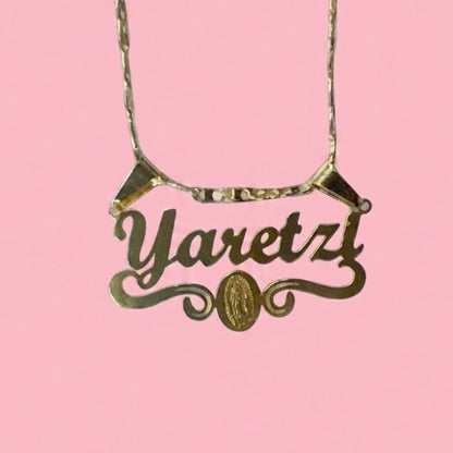Virgin Mary Nameplate Necklace