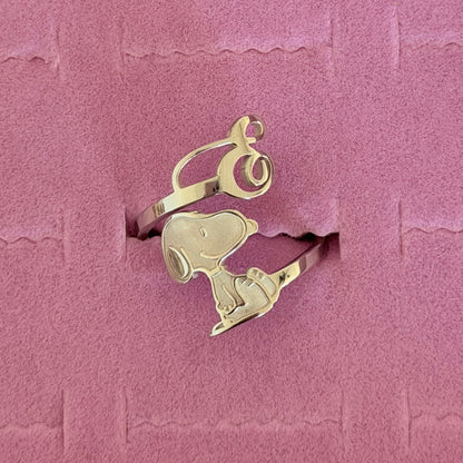 Snoopy Initial Custom Ring