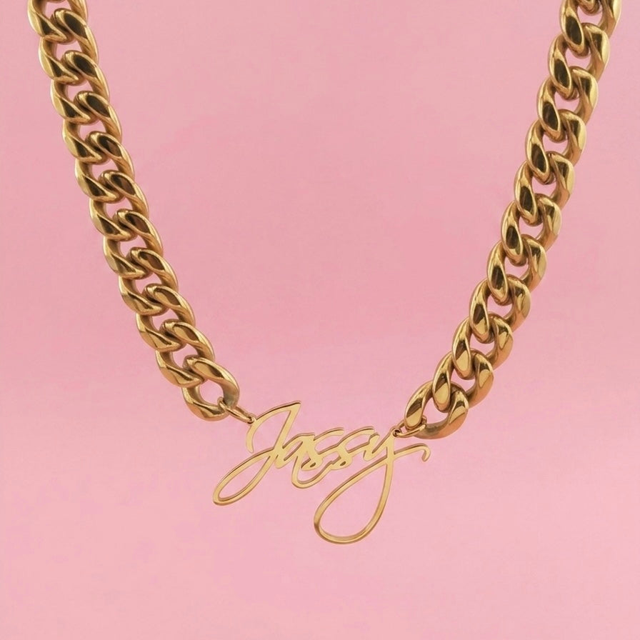 Big Chain Nameplate Necklace