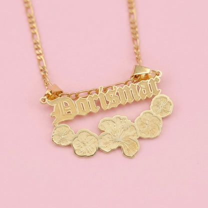 Plumeria Custom Nameplate Necklace