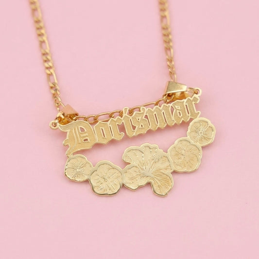 Plumeria Custom Nameplate Necklace