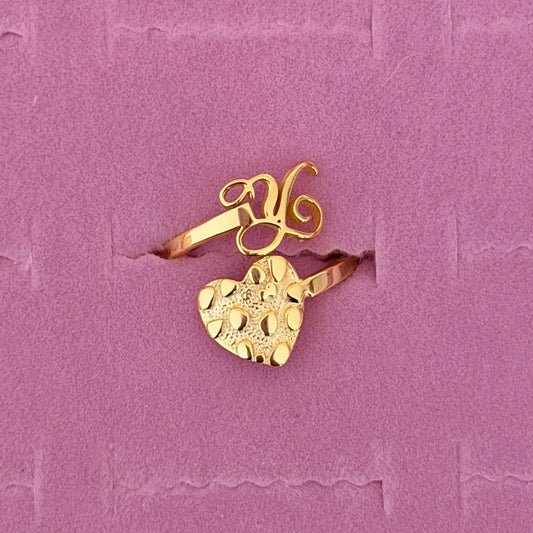 Heart Nugget Initial Custom Ring