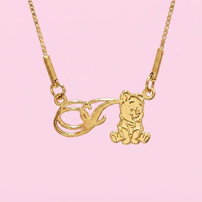 Winnie the Pooh Initial Necklace