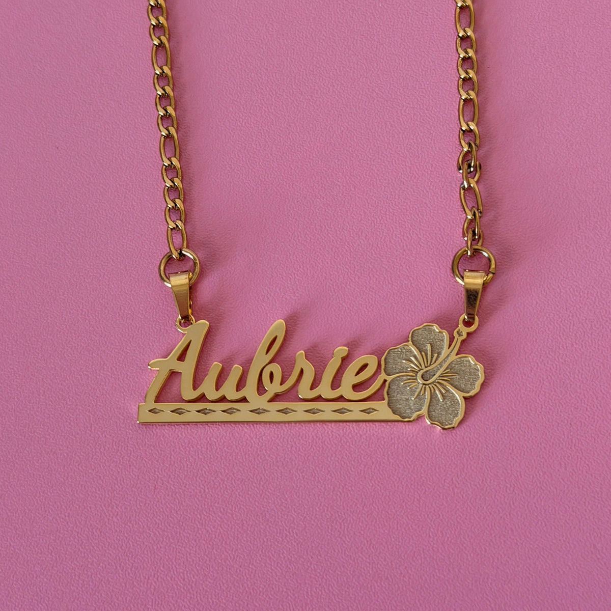 Plumeria Bar Nameplate Necklace
