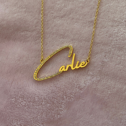 Diamond Cursive Nameplate Necklace