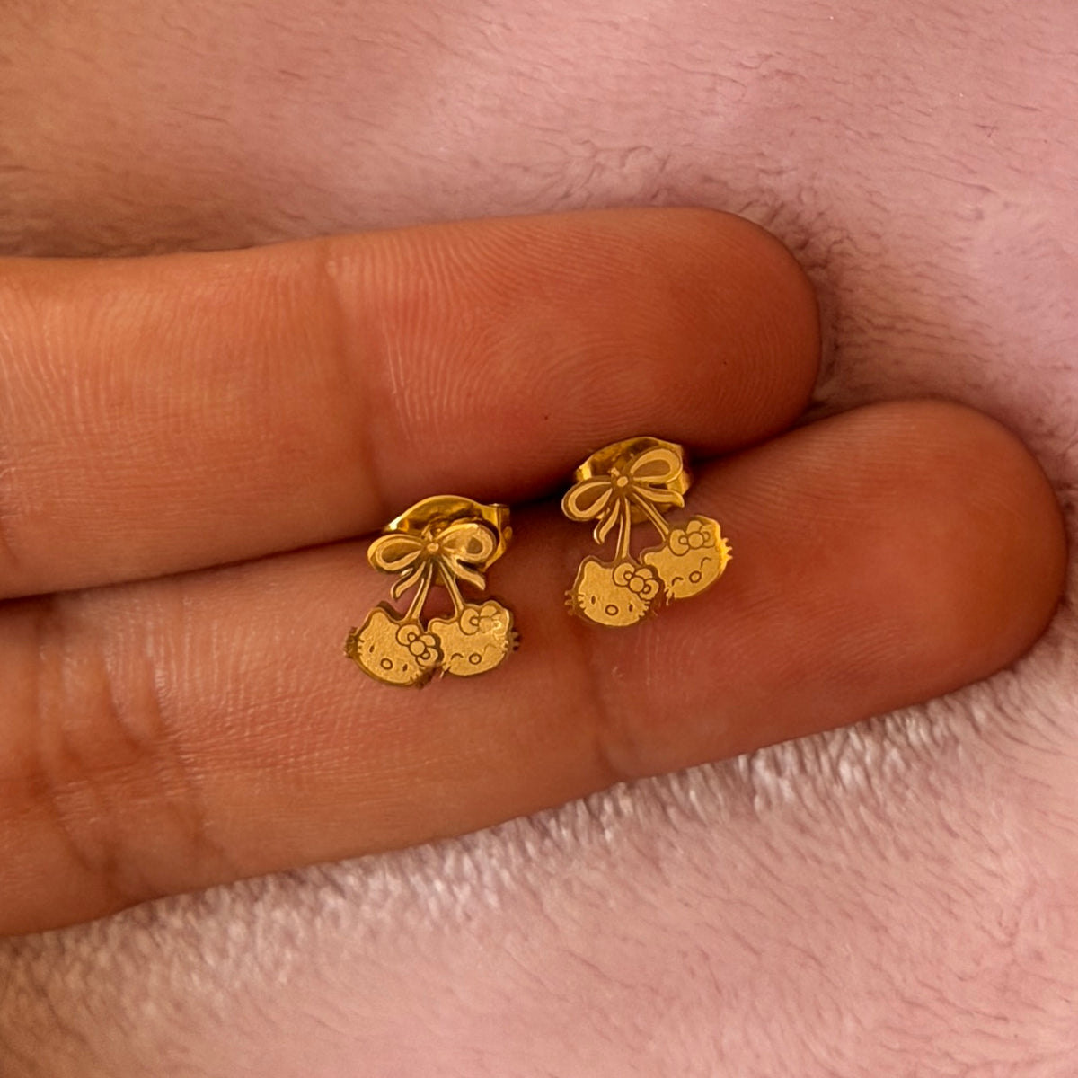 Dainty Cherry Hello Kitty Earrings