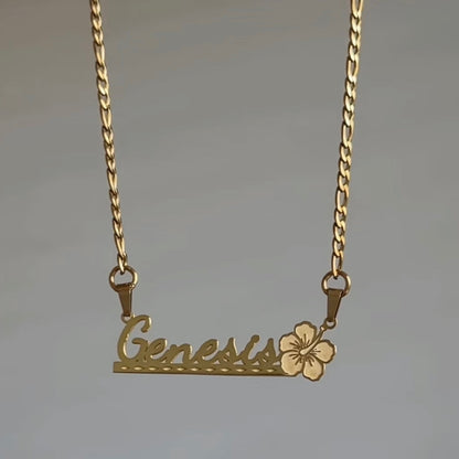 Plumeria Bar Nameplate Necklace